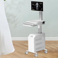 Chariot médical mobile moderne à vente directe, en alliage d'aluminium et plastique ABS, avec plateau pour clavier et compartiment pour ordinateur de bureau, pour clinique, hôtel, hôpital