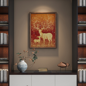 Décoration Murale Artisanale Premium : Tableau Élégant en Laiton et Bois, Motif Cerf et Fleurs, Idéal Cadeau d'Adieu, Art Moderne pour un Voyage Favorable - Product Image 4
