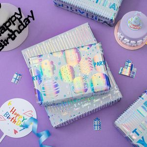Papier cadeau d'anniversaire avec motifs de bougies et de ballons gravés au laser colorés, avec une ligne de découpe au dos personnalisable - Product Image 2