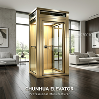 Lift Hidrolik Tanpa Gigi Kontrol (Gearless) Kontemporer 2-6 Lantai untuk Apartemen, Hotel, Vila, dan Rumah Tinggal, dengan Lantai PVC
