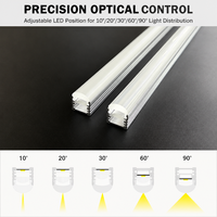 Profilé LED en aluminium CMB 17 mm à angle de faisceau réglable 10-90 degrés avec lentille PMMA, éclairage linéaire architectural monté en surface