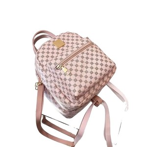 Printed Pink Women's <strong>Leather</strong> Waterproof Custom Logo <strong>Backpacks</strong> Shoulder Bag - Product Image 4