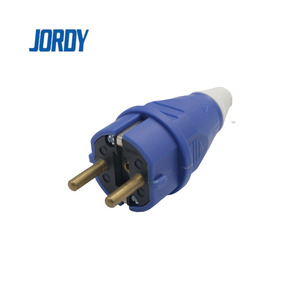 Enchufe Europeo Schuko IP44, JORDY JD-012 16A 250V Azul 2P+E Conector Macho Industrial - Product Image 1