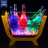 2025 coloré étanche métal acrylique LED seau à glace barre discothèque éclairer Champagne whisky bière seau barres soirée