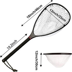 Sợi Carbon hạ cánh <span class=keywords><strong>Net</strong></span> Fly nổi Lưới đánh cá với cao su mềm cá hồi <span class=keywords><strong>Net</strong></span> Fly Fishing - Product Image 2