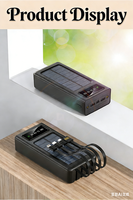 Power Bank Tenaga Surya 10000mAh dengan Kabel Terintegrasi dan Lampu LED untuk Cadangan Baterai Multi-Ponsel