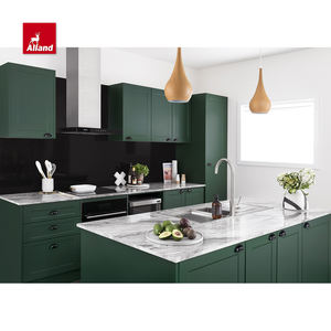 AllandCabinet classico stile <span class=keywords><strong>laccato</strong></span> verde scuro armadi da cucina con 2 PAC pannello porta incassato e bancone <span class=keywords><strong>bianco</strong></span> - Product Image 2
