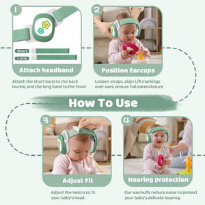 बेबी सुनवाई सुरक्षा शोर कम करने के लिए हेडबैंड के साथ सिलिकॉन फोल्डेबल पुनः प्रयोज्य कान मफ - Product Image 4