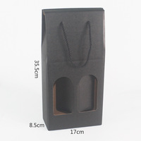 Vente en gros boîtes à vin rouge 2 bouteilles en verre personnalisées carton recyclable boîte d'emballage pour le vin à fenêtre transparente avec poignée