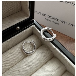 s925 sterling silver texture ring ear buckle Japanese and Korean simple fashion ins niche design geometric ear ring ear jewelry - Product Image 3
