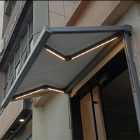 Nouvelle conception de store rétractable motorisé d'extérieur avec télécommande, bras pliable, cassette intégrale, projection de 6 m, gris, pour villa, balcon, terrasse