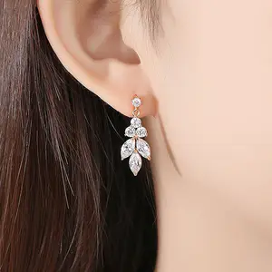 SLBRIDAL Pave Setting Fashion Cubic Zirconia Earrings Bridal Wedding Crystal Earring Top Grade CZ Dangle Women Earring