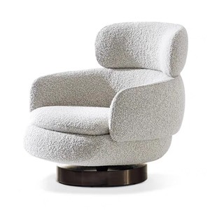 Fauteuil pivotant moderne en <span class=keywords><strong>velours</strong></span> bouclé noir avec dossier en bois pour salon et salle de classe - Product Image 6