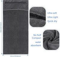 Serviette de sport personnalisée avec logo brodé, poche zippée, absorbante, en microfibre et coton, pour la salle de sport, la gym, le fitness