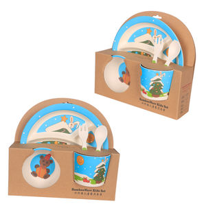 Prodotti per bambini in bambù <span class=keywords><strong>Set</strong></span> per bambini melamina vassoio per alimenti per bambini diviso piatto per cena <span class=keywords><strong>set</strong></span> per l'alimentazione del bambino - Product Image 1