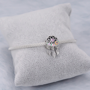 S925 sterling silver <b>dream</b> <b>catcher</b> charm inlaid zirconium diy <b>bracelet</b> pendant women fashion body jewelry - Product Image 2