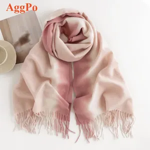 Gradient color scarf with tassel women's autumn and winter shawl scarf modern creative fresh sweet warm comfortable scarf
