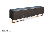 Élégante table console en bois massif noir brillant