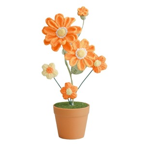 Custom Handmade crochetchrysanthemum bouquet knitted flower desktop decoration potted <b>small</b> <b>gift</b> <b>box</b> for family friend - Product Image 5