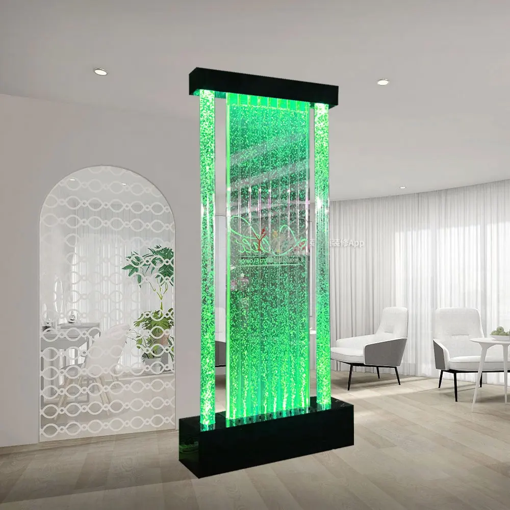 Tirai air bercahaya LED Modern, furnitur mewah dalam ruangan gelembung dengan fitur Panel ruang pemisah air ruang dalam ruangan