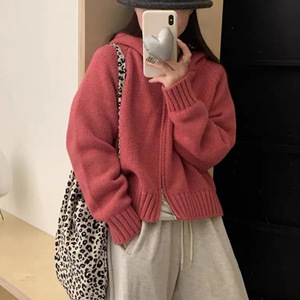Casaco de Suéter de Malha com Capuz e Zíper de Manga Longa Estilo Coreano para Mulheres - Product Image 5