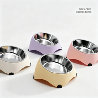 Gamelle inclinée en acier inoxydable pour animaux de compagnie, pour le soin du cou, gamelle surélevée simple pour chat et chien avec base antidérapante