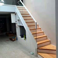 Escaliers en bois massif de petite taille pour la maison avec rampe en verre intégrée, personnalisation possible