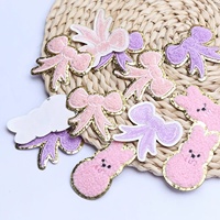 Schattig konijnen strik geborduurd patch strijk- of naai-op cartoon applicatie patch voor kinderkleding, hoed, tas
