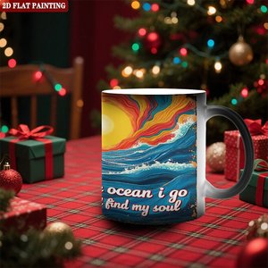 Mug en céramique 11oz, sensible à la chaleur, changeant de couleur, design océan, tasse à boire quotidienne - Product Image 2