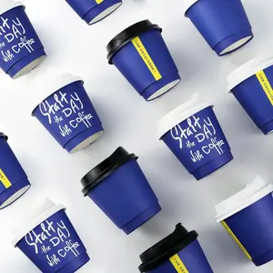 Новый индивидуальный Логотип Черный Одноразовый 300 мл 16 унций двухслойный слой молочный чай бумажные кофейные чашки для горячих напитков в Турции