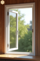 Ventana Abatible de Aluminio de Diseño Minimalista, Ventana Abatible Hacia Afuera con Rejillas para Personalización de Villas