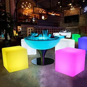 Led Light Cube trang trí Glow không thấm nước có thể sạc lại có thể điều chỉnh RGB Màu sắc Cube ghế