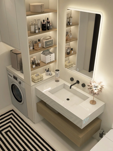 BALOM Gabinete de baño multifuncional <span class=keywords><strong>y</strong></span> combinación de <span class=keywords><strong>lavadora</strong></span> con espejo Gabinete de almacenamiento de fregadero de baño <span class=keywords><strong>y</strong></span> <span class=keywords><strong>lavabo</strong></span> - Product Image 3