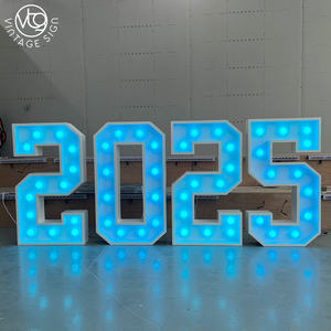 Huruf raksasa PROM menyala Nomor 3 kaki 3d baja Neon Marquee huruf dengan kualitas tinggi - Product Image 2