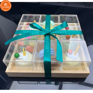 Plateau en bois multifonctions, pour bonbons, <span class=keywords><strong>Chocolat</strong></span>, noix, gâteaux, coffret acrylique, cadeau carré inachevé - Product Image 3