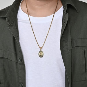 FBKR01 Hip Hop Michael Jewelry <b>Men</b> Women 18K Gold Plated Locket Pendant <b>Necklace</b> <b>Stainless</b> <b>Steel</b> - Product Image 2