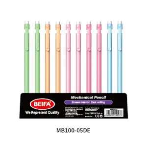 BEIFA MB100 Lápis mecânico de escrita suave e ecológico, 0.5mm 0.7mm, cor de cor limpa escuras, limpa e limpa