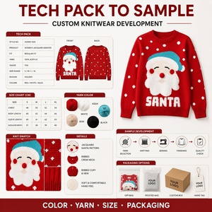 Pulls <span class=keywords><strong>de</strong></span> Noël pour femmes OEM, pulls <span class=keywords><strong>de</strong></span> Noël unisexes pour la famille, pulls <span class=keywords><strong>de</strong></span> Noël en tricot mignons avec motif Père Noël, personnalisés - Product Image 2