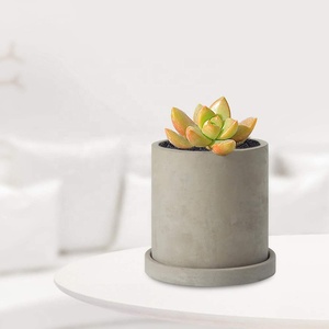 Vaso rotondo <span class=keywords><strong>in</strong></span> <span class=keywords><strong>cemento</strong></span> con supporto <span class=keywords><strong>in</strong></span> legno per interni per esterni vasi di piante <span class=keywords><strong>in</strong></span> calcestruzzo a forma di cilindro succulente rack piano uso Desktop - Product Image 3