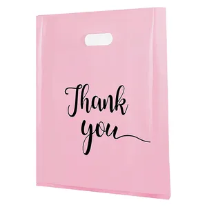 공장 도매 여분의 두꺼운 광택 핑크 감사합니다 가방 상품 가방 작은 비즈니스 다이 컷 핸들 소매