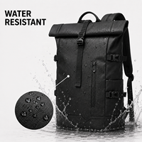 EURCOOL OEM Roll-Top-Rucksack für Herren, wasserdichte Reisetasche, erweiterbarer Laptop-Rucksack, diebstahlsicher, USB, Nylon, lässiges Design