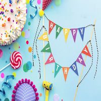 Joyeux anniversaire gâteau décoration papier lin bannière Double face coloré gâteau Toppers décorations