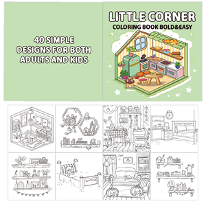 Brochure de <span class=keywords><strong>coloriage</strong></span> Little Corner pour adultes et adolescents, motifs super mignons et douillets, papier couché et reliure spirale pour la relaxation - Product Image 2