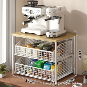 ชั้นวางเครื่องชงกาแฟ 37x25x33 ซม. ชั้นวางของ 3 ชั้นสำหรับจัดระเบียบบนโต๊ะในครัว ถุงชา แคปซูลกาแฟ ขนม - Product Image 1