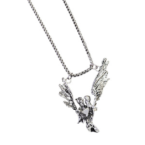 <b>Angel</b> Pendant Necklace Stainless Steel Wings Cartoon Design Unisex Sweater Chain <b>Gift</b> Jewelry - Product Image 5