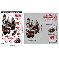 Autocollants statiques d'Halloween effrayants pour fenêtres, décalcomanies de terreur avec empreintes de mains ensanglantées de fantômes et zombies, décorations adhésives pour portes en verre de maison hantée