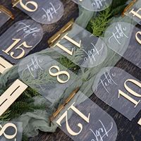 Vente en gros de panneaux acryliques transparents en forme d'arche, feuilles acryliques transparentes à bord arqué pour numéros de table de mariage, décoration d'événements et de fêtes