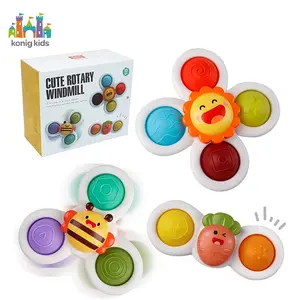 Konig Kids POP 3pcs Fidget Spinner Suction Cup Bathtub Toys Baby Bath Toy Fidget Sensory Squeeze Toys