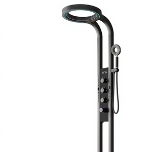 Nouvel ensemble de <span class=keywords><strong>douche</strong></span> transfrontalier amélioré avec barre coulissante murale, affichage numérique de luxe, grande cascade et fonction de surpression pour la maison - Product Image 1