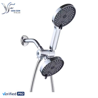 YF OEM Ensemble de douche double style américain haute pression, économie d'eau, avec pommeau de douche pluie et douchette à main, finition chromée, pour toilettes